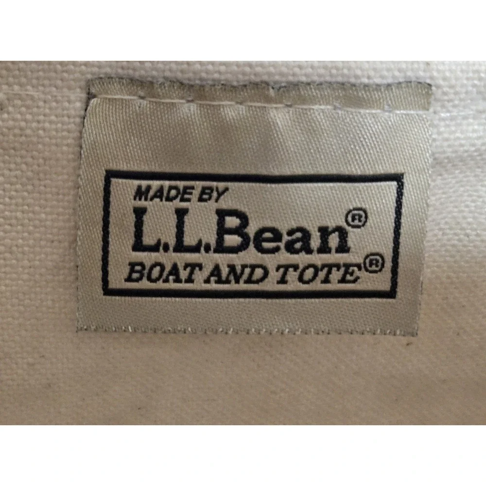 Vtg Sawtooth LL Bean Boat & Tote Bag Navy Blue White Canvas 17